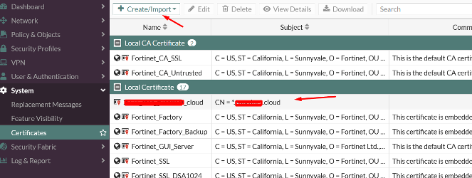 Web Server veya Exchange üzerinde kullanılan trusted https sertifikasının Fortigate’e import’u